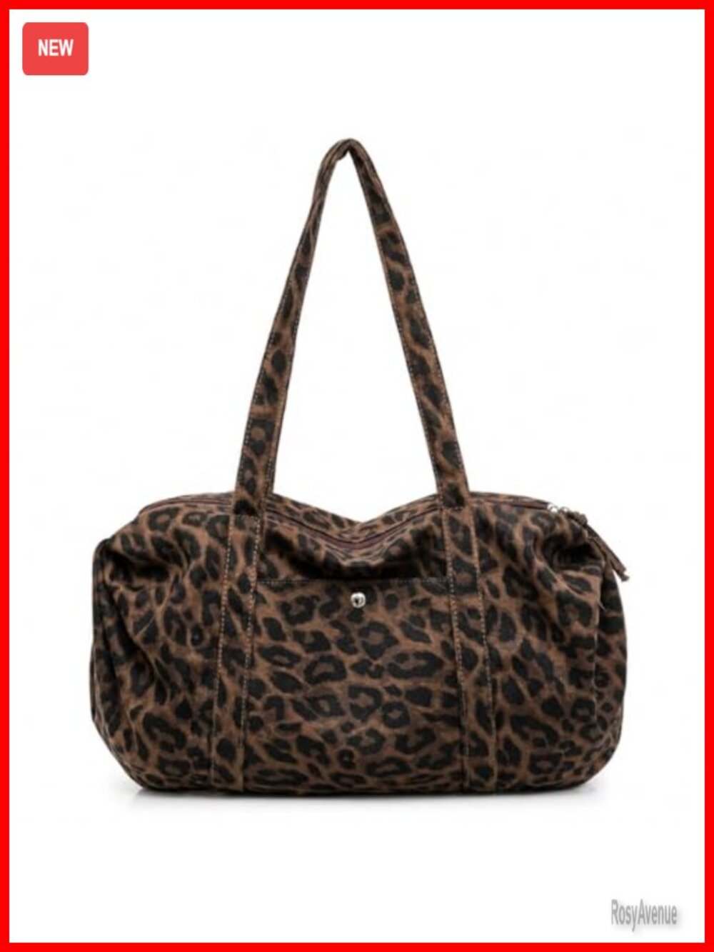 Leopard Print Canvas Bowler Tote Shoulder Bag Y2K Purse